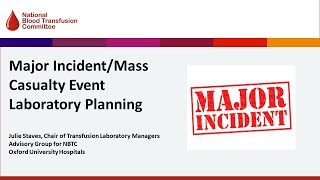 Are you Prepared for a Major Incident Major IncidentMass Casualty Event Laboratory Planning [upl. by Odlaw]