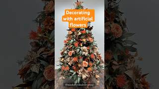 How to decorate your Christmas tree with artificial flowers christmastree style holidaydecor [upl. by Borras]