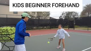 Kids forehand tennis lesson taught by coach Joseph [upl. by Odlanyer17]