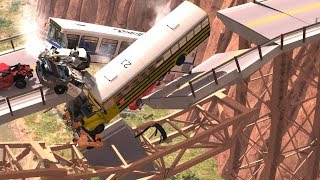 Collapsing Bridge Pileup Crashes 9  BeamNG Drive Crash Testing [upl. by Marmion]