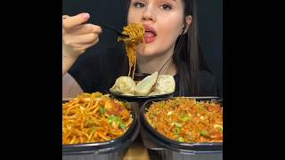 ASMR MOMOS  DUMPLINGS  KOREAN SPICY NOODLES MUKBANG mukbang asmr asmrfood noodles [upl. by Bred708]