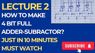 How to make 4 bit full addersubractor Lecture 2 Full adder and subractor [upl. by Atsocal915]