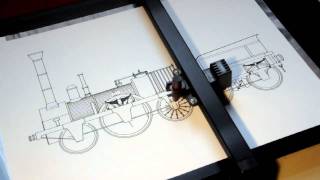 Roland DXY1150 pen plotter drawing the Adler steam locomotive [upl. by Ssenav17]