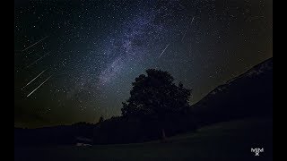 Milky Way and Perseid Meteor Shower in the Alps Germany  Canon 6D  Samyang 14mm  4K [upl. by Kenon]