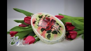 Decoupage Tutorial  Easter Egg with Red Roses  DIY [upl. by Newby]