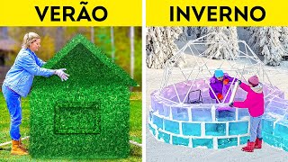 CASA DE VERÃO vs CASA DE INVERNO  Artesanatos Enormes para o Quintal [upl. by Milore]