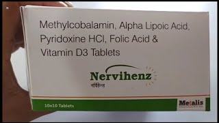 Nervihenz Tablet  Methylcobalamin Alpha Lipoic Acid Pyridoxine HCI Folic Acid ampVitamin D3 Tablets [upl. by Garlan]