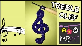 Rainbow Loom Band Treble Clef Charm  Tutorial [upl. by Ishmael]