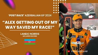 Lando Norris Post Race Interview Azerbaijan GP 2024 [upl. by Yoshi226]