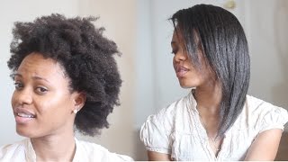 HOW TO Straighten 4C Natural Hair Tutorial No Blow Dryer Needed [upl. by Neelhsa]