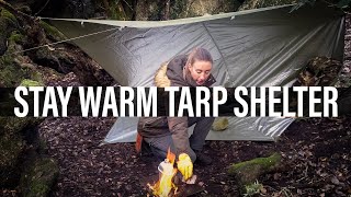 HOW TO STAY WARM IN A TARP SHELTER  How to camp in cold weather with a tarp tips [upl. by Nimesay]