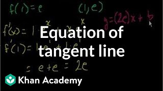 Equation of a tangent line  Taking derivatives  Differential Calculus  Khan Academy [upl. by Clotilde]