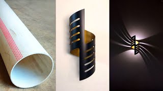 Modern Lighting Ideas from PVC Pipe  Simple Wall Lamp  DIY Crafts [upl. by Ayhtnic]