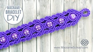 Purple Rain MicroMacrame Bracelet with Beads  Tutorial [upl. by Ainsworth104]