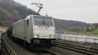 Rpool 186 438 mit Kesselwagen nach CZ  Königstein sächsische Schweiz [upl. by Dagmar]