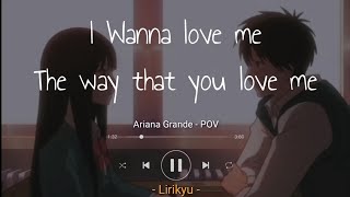 Ariana Grande  POV Lyrics Terjemahan Indonesia [upl. by Wilkey711]