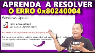 COMO CORRIGIR O ERRO 0x80240004 NO WINDOWS UPDATE [upl. by Fia]