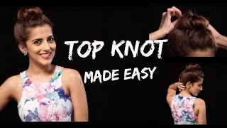 2 EASY Top Knot Hair Tutorial Everyday hairstyles for school  college  work  Easy Bun Hairstyles [upl. by Anyah]