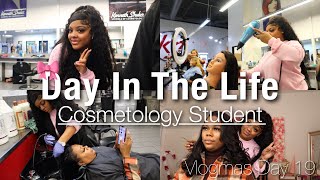 VLOGMAS  DAY IN THE LIFE OF A COSMETOLOGY STUDENT 🤍💇🏽‍♀️ [upl. by Kenney517]