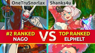 GGST ▰ OneTruSnorlax 2 Ranked Nagoriyuki vs Shanks4u TOP Ranked Elphelt High Level Gameplay [upl. by Assirralc]