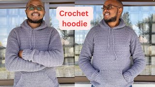 How to crochet a hoodie male crochet sweater  beginner friendly [upl. by Aryk]