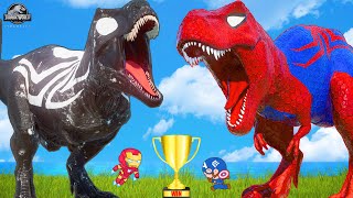 Jurassic World Evolution ALL Super Hero Dinosaurs Battle vs EPIC SpiderMan amp Venom [upl. by Ailem]