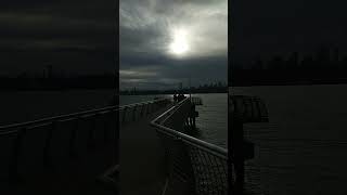 View of the river gray sky ship pier skyscrapers in Brooklyn and Manhattan [upl. by Torbart]