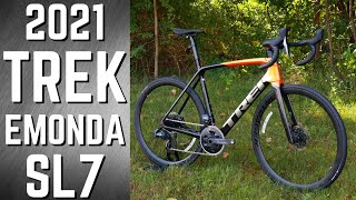 Aero  Light  Electronic  2021 Trek Emonda SL7 eTap Review of Features and Weight [upl. by Drawe702]