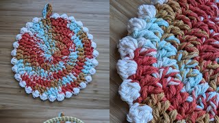 crochet potholder crochet project for the kitchen crochet crochettutorial crochetcoaster [upl. by Ahsetel564]