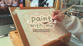 paint with me watercolor study  mini desk tour wmeeden amp artify ⊹ ˖ [upl. by Vowel]