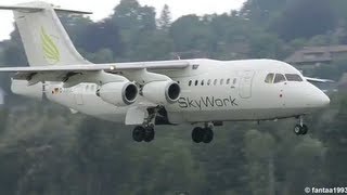 BAe 146200 Avro RJ85  Landing at airport BernBelp HD [upl. by Alag934]