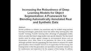 Increasing the Robustness of Deep Learning Models for Object Segmentation A Framework for Blending [upl. by Edelsten]