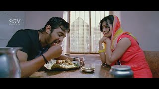 Radhika Pandith Buys Mutton Meals for Dhruva Sarja  Best Scene Of Bahaddur Kannada Movie [upl. by Enajharas]