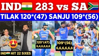 IND🇮🇳 2831 😱 Biggest Total vs SA🇿🇦  Sanju Samson 109 Tilak Varma 120  Pak Public Reactions [upl. by Eivlys578]