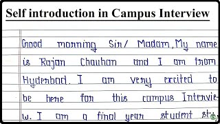 Self introduction in campus interview  How do you introduce yourself in an on campus interview [upl. by Rofotsirk]