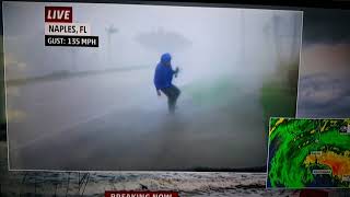 Hurricane Irma reporter hit by debris at 100 mph [upl. by Goodson]