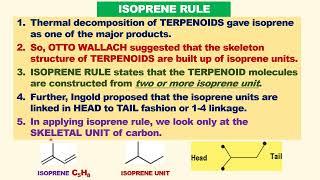 ISOPRENE RULE TERPENOIDS CONsists of 2  MORE ISOPRENE UNITs linked in HEAD to TAIL CLASSIFICATION [upl. by Shannah812]