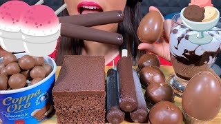 ASMR MALTESERS TRIPLE CHOCOLATE ICE CREAM CHOCO CAKE KINDER Egg [upl. by Begga]