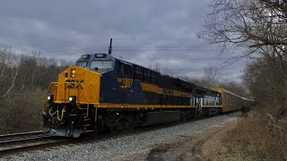 CSX M21629 slowly crawling with CSX 1897 Monon leading amp CSX 1853 NYC Trailing at Bakerton rd [upl. by Hselin]