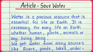 Article on save water in english  Save water article for students [upl. by Shanney]