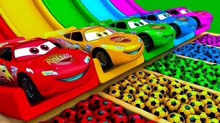 TRANSPORTING PIXAR CARS amp FRUITS WITH COLORED amp JOHN DEERE vs CLAAS vs TRACTORS  BeamNGdrive [upl. by Kizzie133]