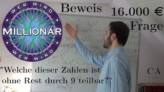 quotWer wird Millionärquot Beweis zur Frage bzgl quotTeilbarkeit durch 9quot Quersumme [upl. by Tichonn978]