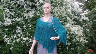 Easy Crochet a shawl  Lacy Shell Wrap  Bagoday Crochet Tutorial 332 [upl. by Aramahs]