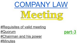 Meeting  Company Law  Company Law lectures for Bcom  sol and regular  lecture  3 [upl. by Sibbie]