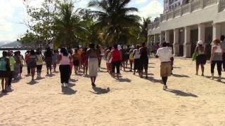 Ah Si Line Dance on Jamaica Beach [upl. by Kristianson]