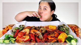 MUKBANG SEAFOOD BOIL 먹방 EATING SHOW GIANT SHRIMP  MUSSELS  CRAWFISH  SNAILS ESCARGOT [upl. by Steven]