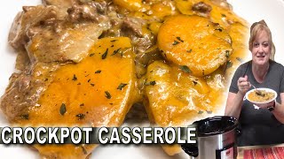 CROCKPOT CHEESY POTATOES amp GROUND BEEF CASSEROLE  Dump and Go Slow Cooker Recipe [upl. by Ailehpo]