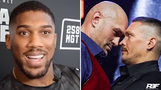 ANTHONY JOSHUA PREDICTS TYSON FURY VS OLEKSANDR USYK REVEALS IF HE WILL GO TO THE FIGHT WALLIN KO [upl. by Motteo]