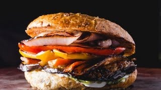 Grilled Veggie Burger  SAM THE COOKING GUY [upl. by Enellij969]