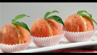 Italian Peach Cookies with Cream and Alkermes  Rossellas Cooking with Nonna [upl. by Suciram]